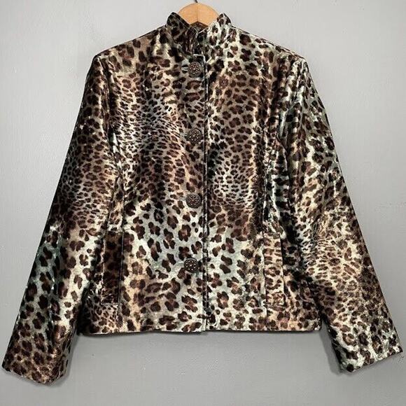 Painted Pony Jacket Size Medium Large Velvet Leopard Print Mobwife Whimsigoth - Picture 1 of 11